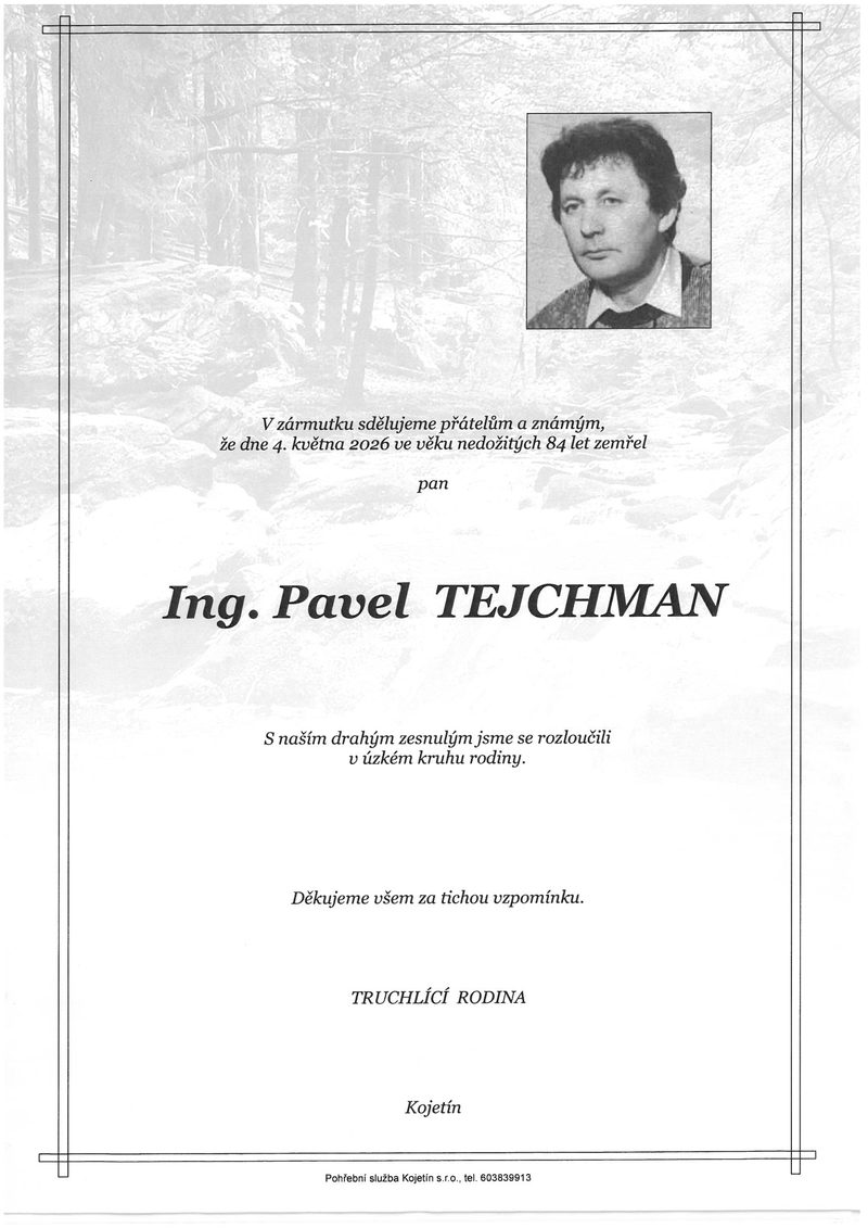 Smuteční oznámení – Pavel Tejchman