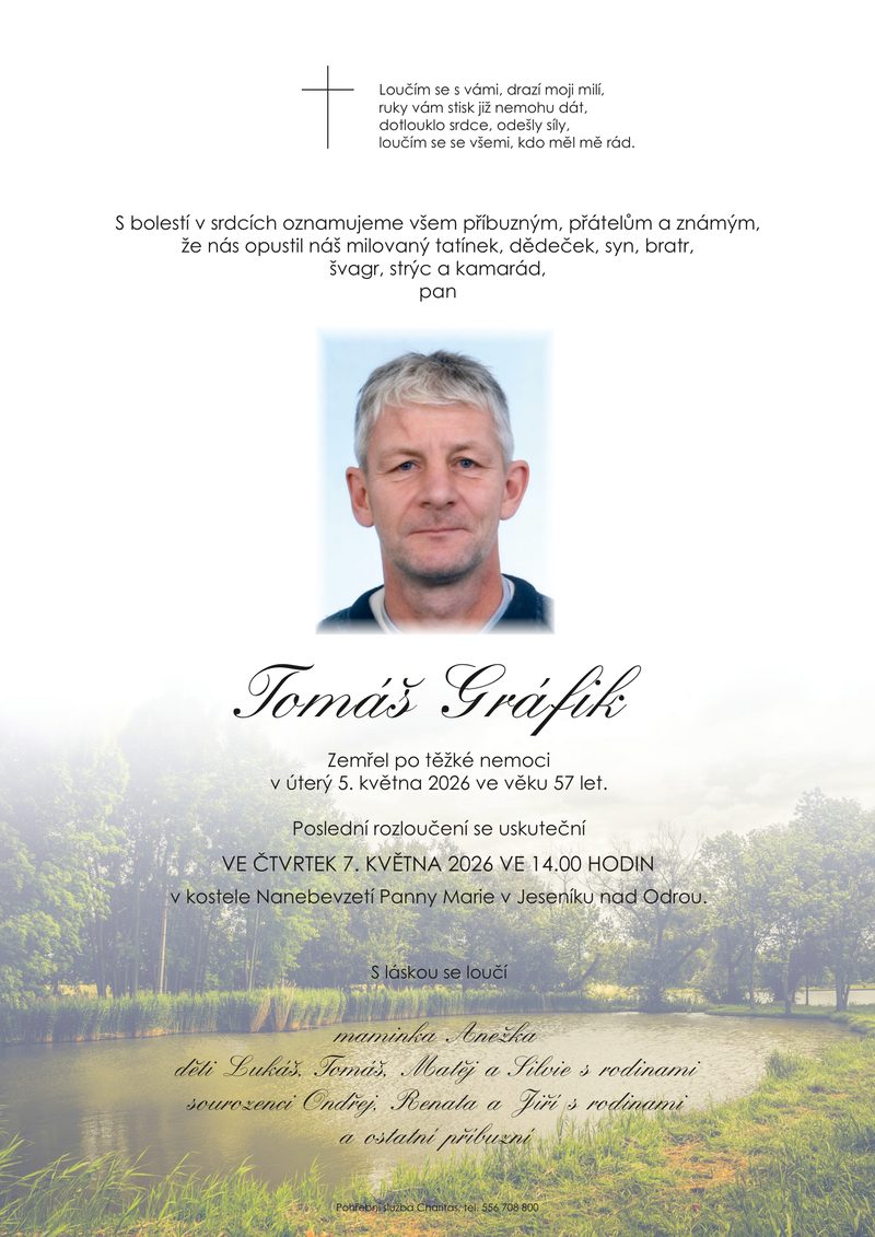 Smuteční oznámení – Tomáš Gráfik