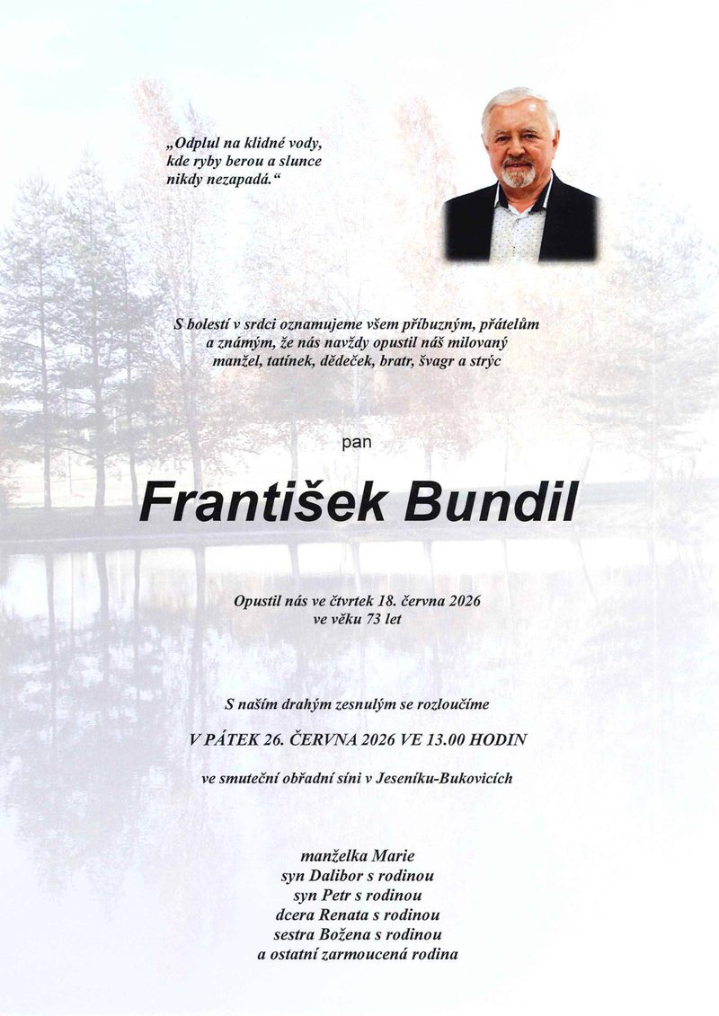 Smuteční oznámení – František Bundil