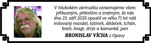 Smuteční oznámení – Bronislav Vicha