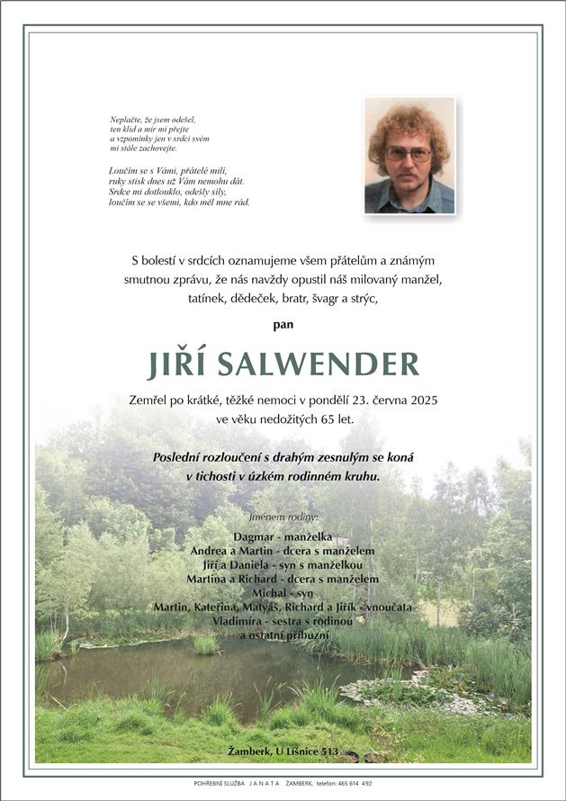 Smuteční oznámení – Jiří Salwender
