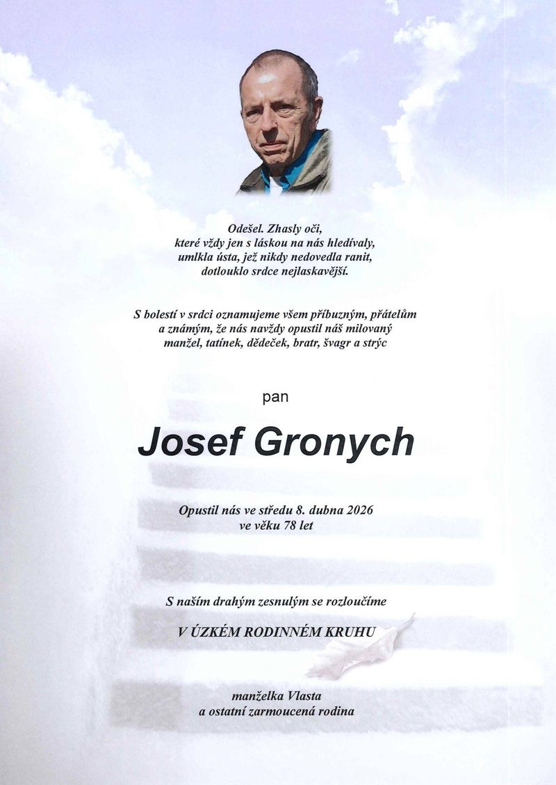 Smuteční oznámení – Josef Gronych