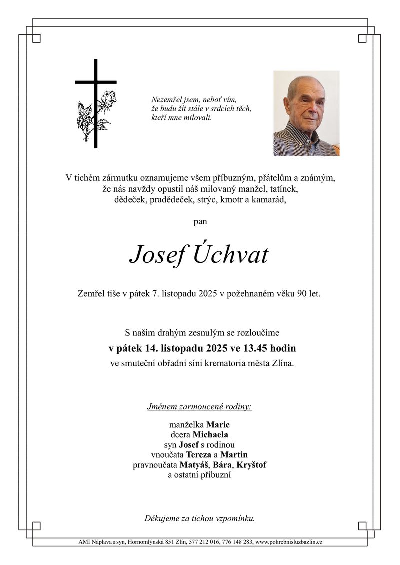 Smuteční oznámení – Josef Uchvat