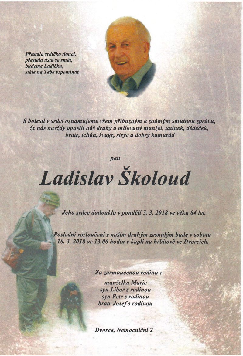 Smuteční oznámení – Ladislav Skoloud