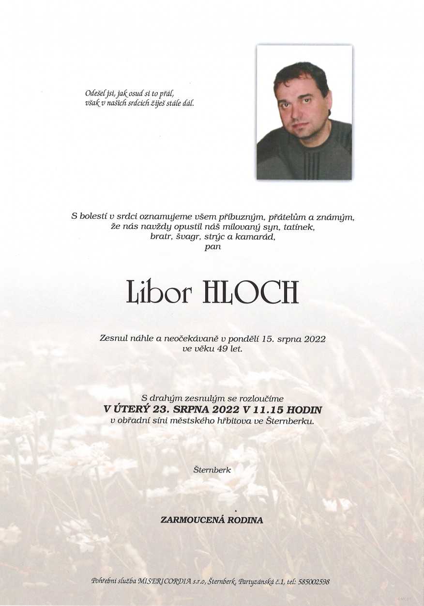 Smuteční oznámení – Libor Hloch