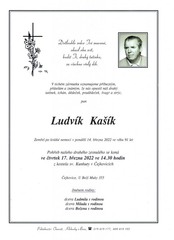 Smuteční oznámení – Ludvík Kašík