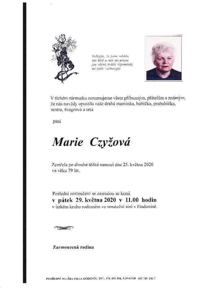 Smuteční oznámení – Marie Czyžová