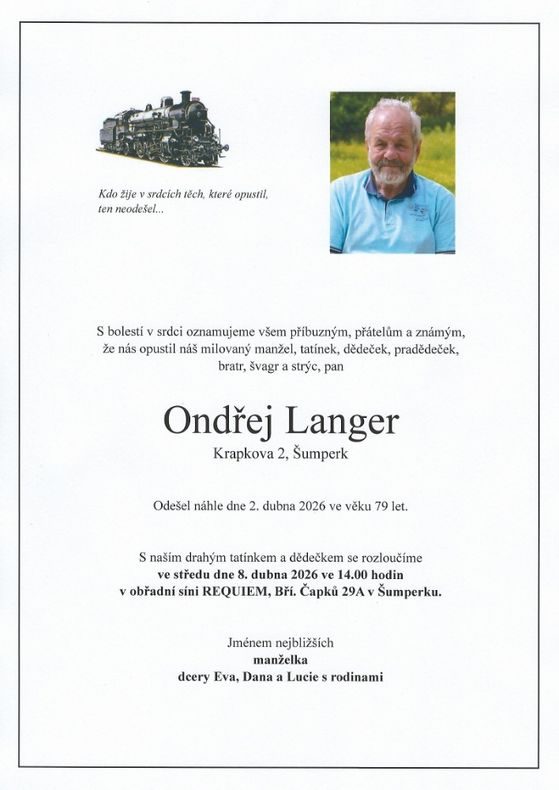Smuteční oznámení – Ondřej Langer