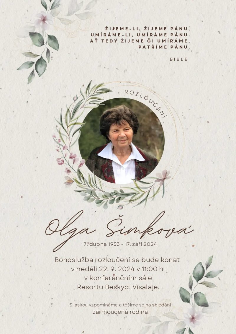Smuteční oznámení – Page