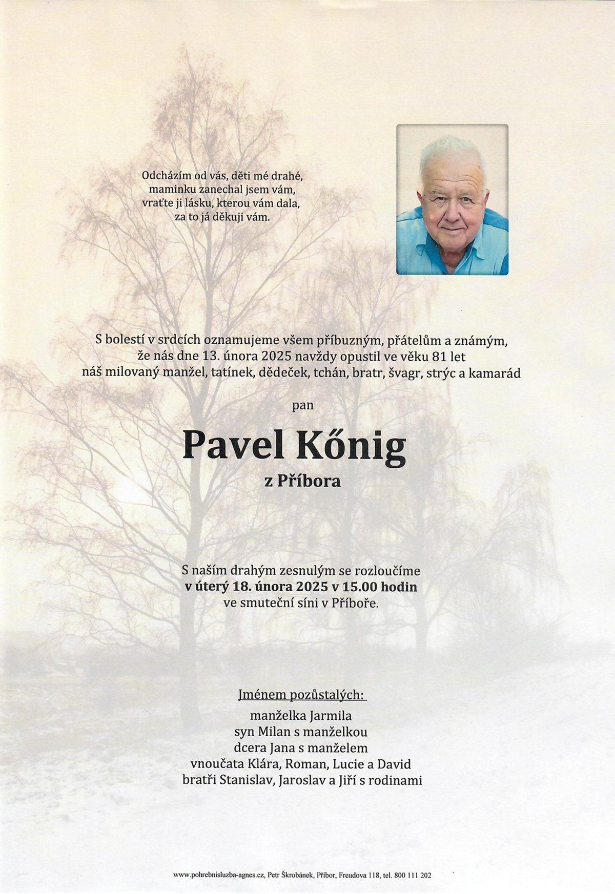 Smuteční oznámení – Pavel Knig