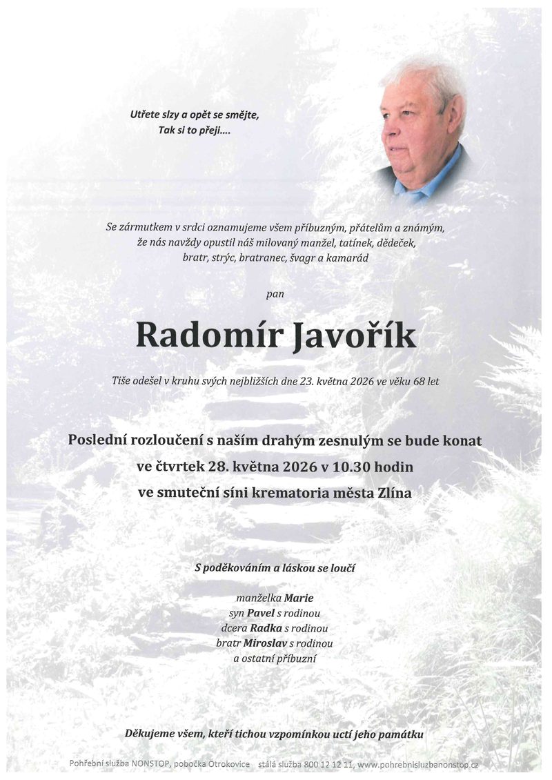 Smuteční oznámení – Radomír Javořík