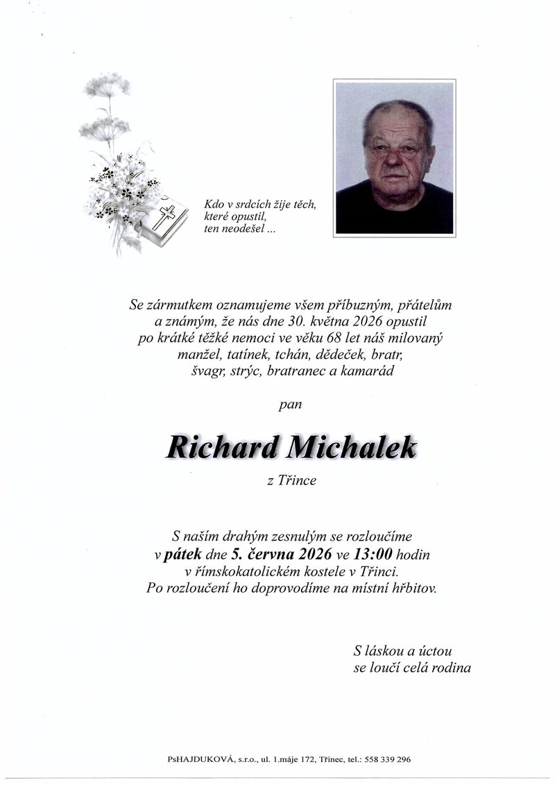 Smuteční oznámení – Richard Michalek