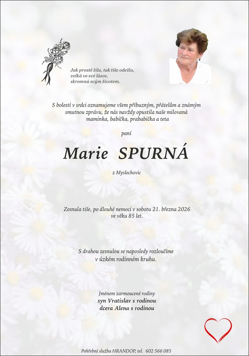 Smuteční oznámení – Spurná