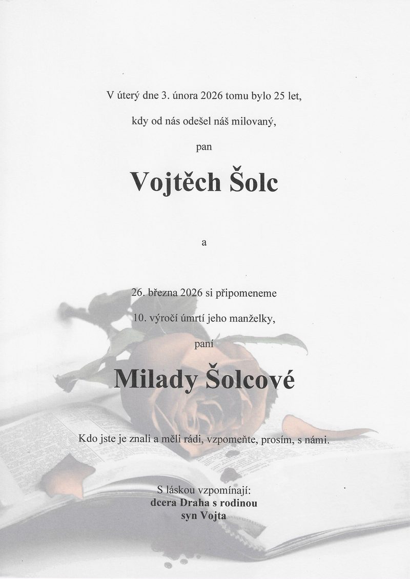 Smuteční oznámení – Vojtěch Šolc