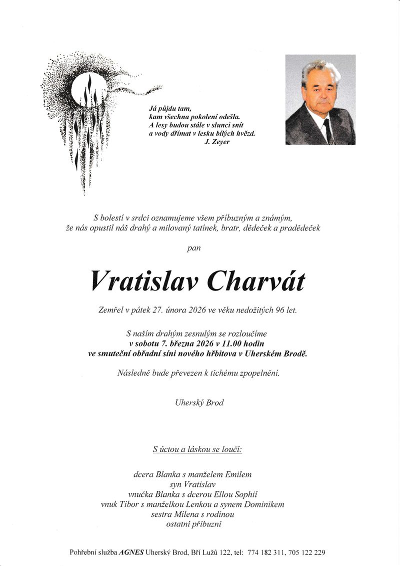 Smuteční oznámení – Vratislav Charvát