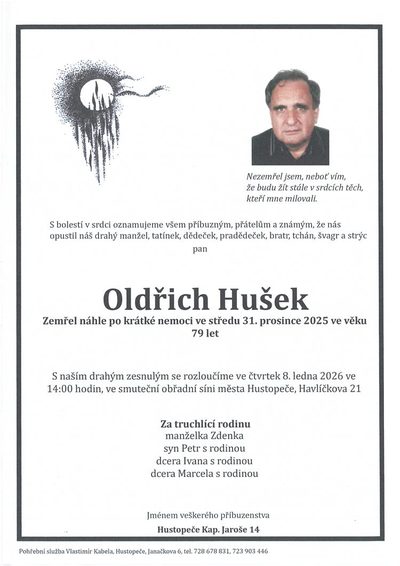 Smuteční oznámení – Oldřich Hušek