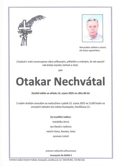 Smuteční oznámení – Otakar Nechvátal
