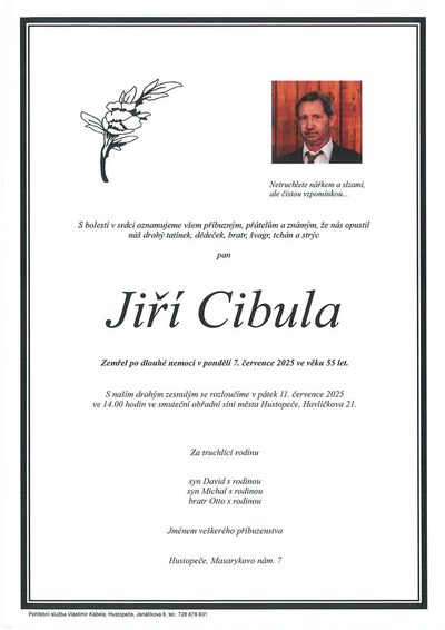 Smuteční oznámení – Jiří Cibula