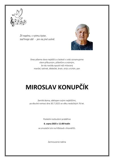 Smuteční oznámení – Miroslav Konupčík
