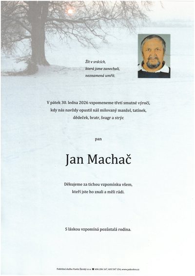 Smuteční oznámení – Jan Machač