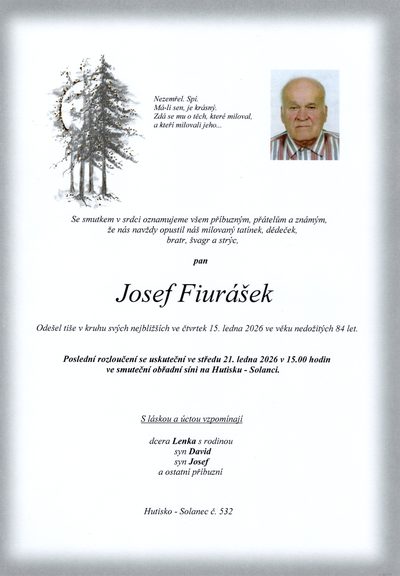 Smuteční oznámení – Josef Fiurášek