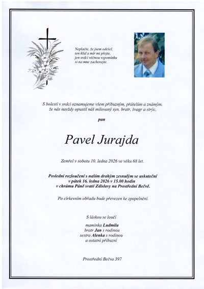 Smuteční oznámení – Pavel Jurajda