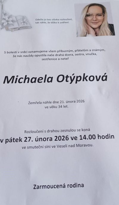 Smuteční oznámení – Michaela Otýpková