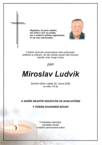 Smuteční oznámení – Miroslav Ludvík