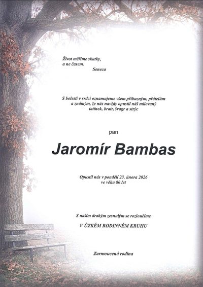 Smuteční oznámení – Jaromír Bambas