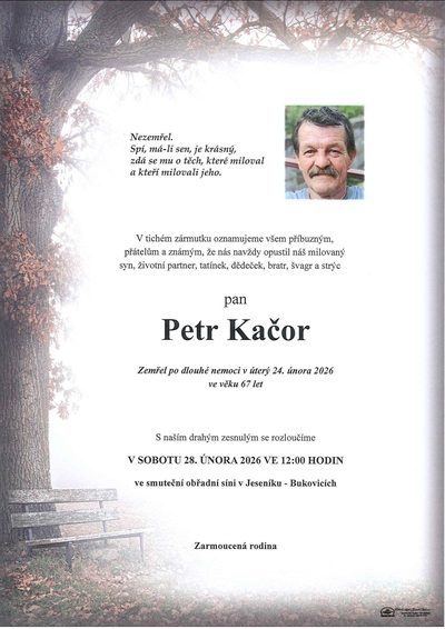 Smuteční oznámení – Petr Kačor