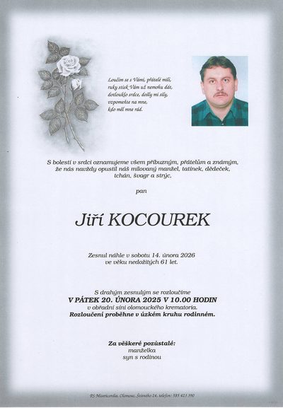Smuteční oznámení – Jiří Kocourek
