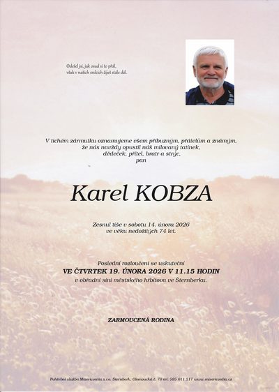 Smuteční oznámení – Karel Kobza