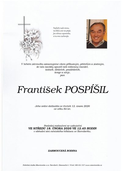 Smuteční oznámení – František Pospíšil