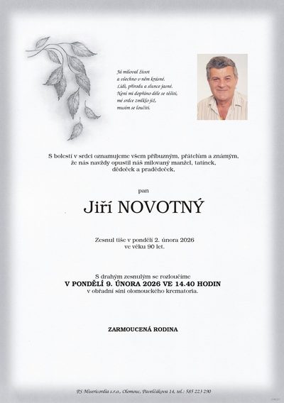 Smuteční oznámení – Jiří Novotný