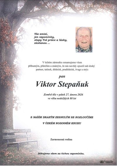 Smuteční oznámení – Viktor Stepaňuk