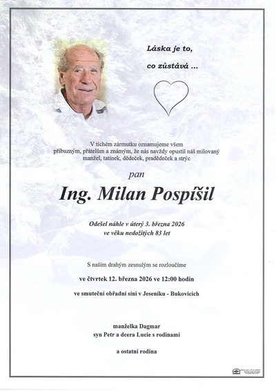 Smuteční oznámení – Milan Pospíšil