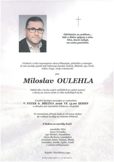 Smuteční oznámení – Miloslav Oulehla