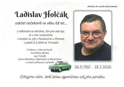 Smuteční oznámení – Ladislav Holčák