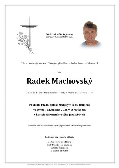 Smuteční oznámení – Radek Machovský
