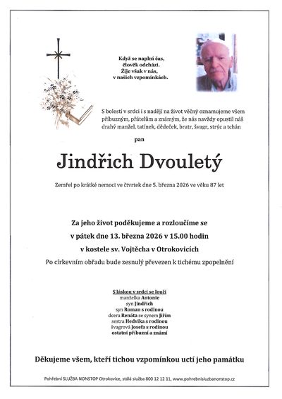 Smuteční oznámení – Jindřich Dvouletý