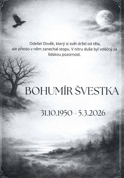 Smuteční oznámení – Bohumír Švestka