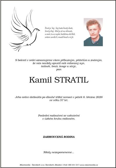Smuteční oznámení – Kamil Stratil