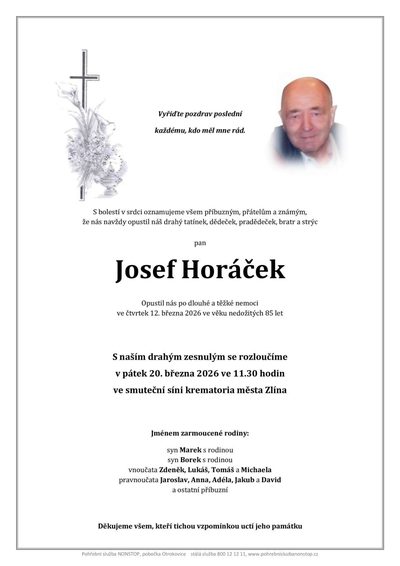 Smuteční oznámení – Josef Horáček