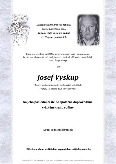 Smuteční oznámení – Josef Vyskup