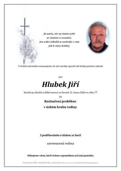 Smuteční oznámení – Jiří Hlubek