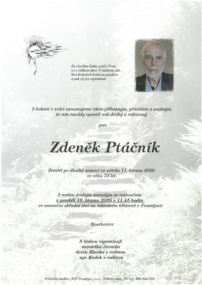 Smuteční oznámení – Ptáčník