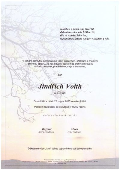 Smuteční oznámení – Jindřich Voith
