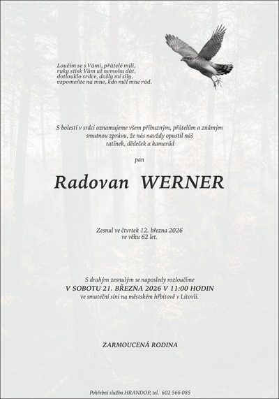 Smuteční oznámení – Werner