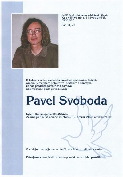 Smuteční oznámení – Pavel Svoboda