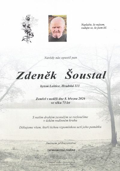 Smuteční oznámení – Zdeněk Šoustal